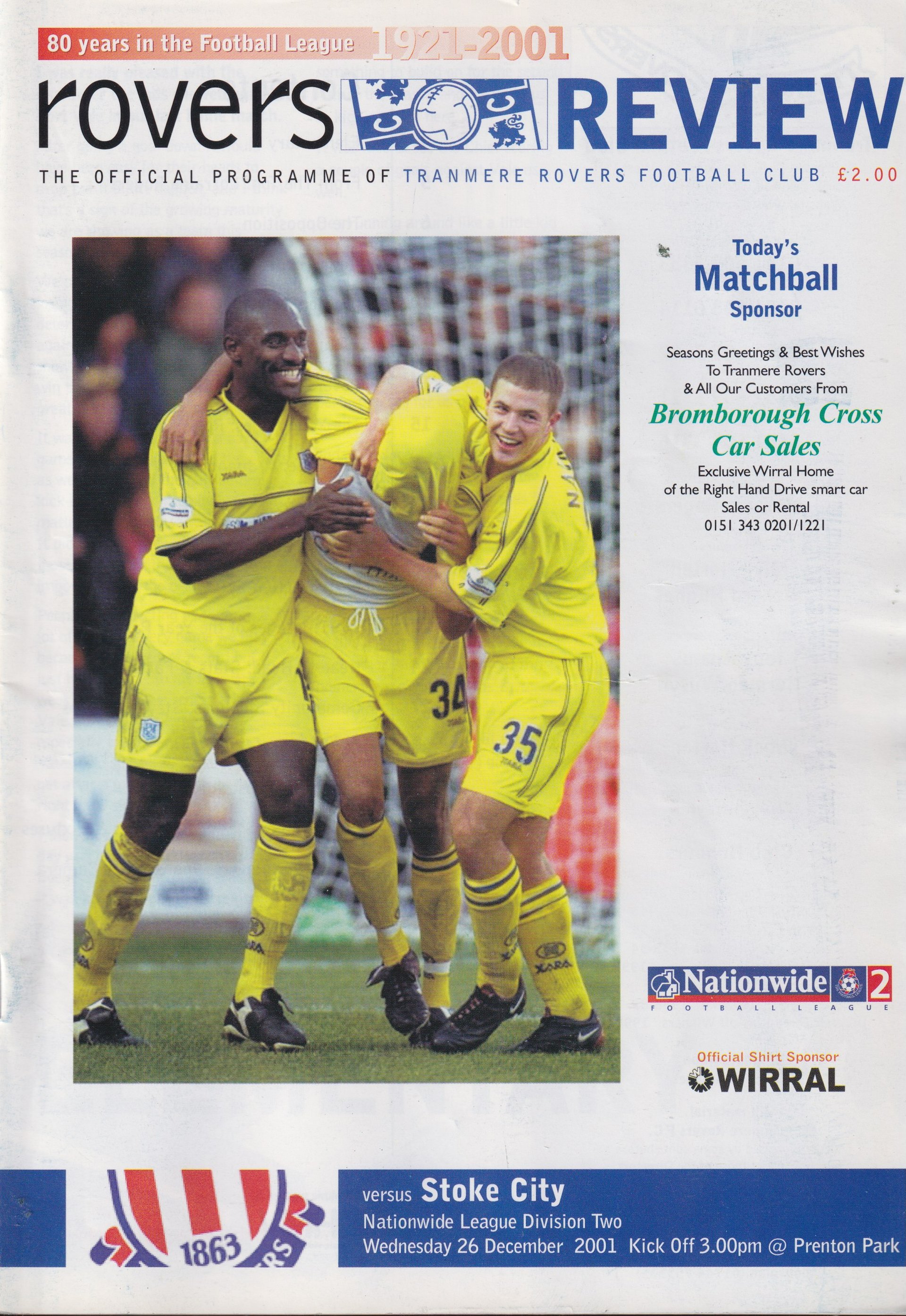 Tranmere Rovers v Stoke City match programme